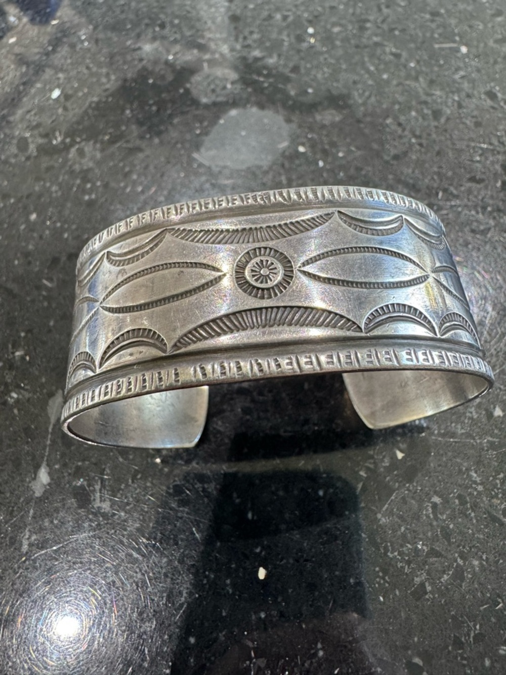 Navajo UITA 36 Stamped Sterling Cuff Bracelet - Picture 3 of 9